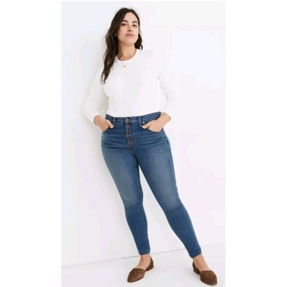 Madewell 10" High-Rise Skinny Jeans Button-Front TENCEL Denim Size 31 NEW $135 - Picture 8 of 9